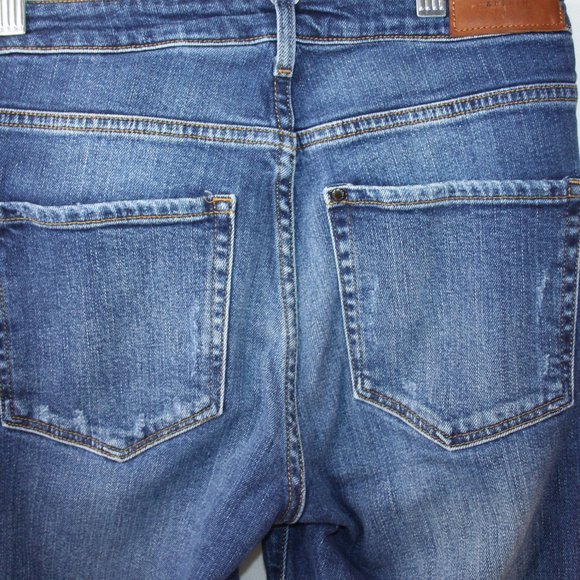 H&M &DENIM SKINNY HIGH WAIST DENIM JEANS SZ 28 DISTRESSED WOMENS RAW HEM COTTON - Picture 15 of 16